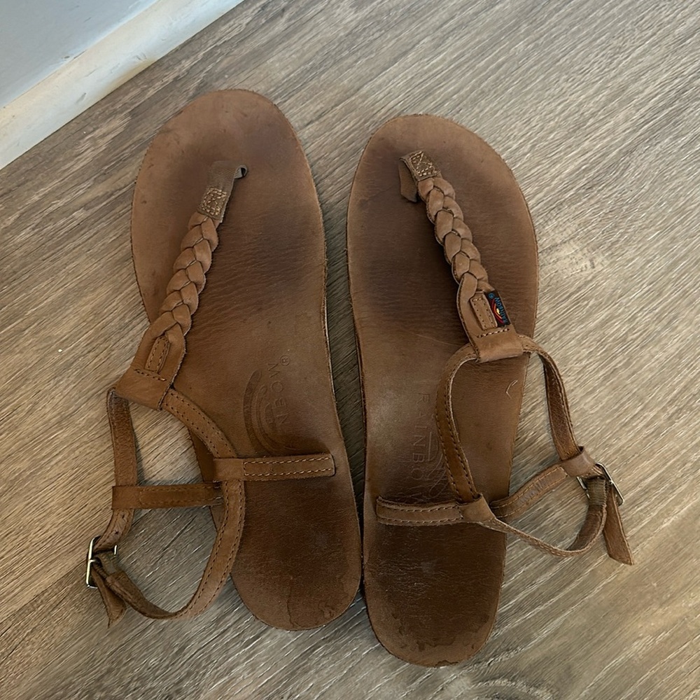 T Street Rainbow Sandals with ankle strap